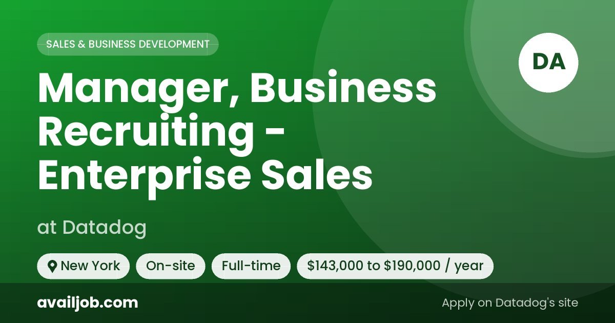 Manager, Business Recruiting - Enterprise Sales job at Datadog in New York