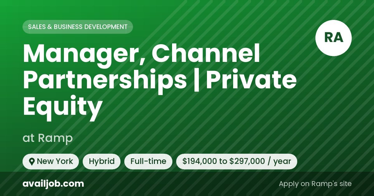 Manager, Channel Partnerships | Private Equity job at Ramp in New York