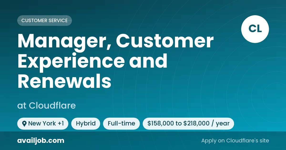 Manager, Customer Experience and Renewals job at Cloudflare in New York