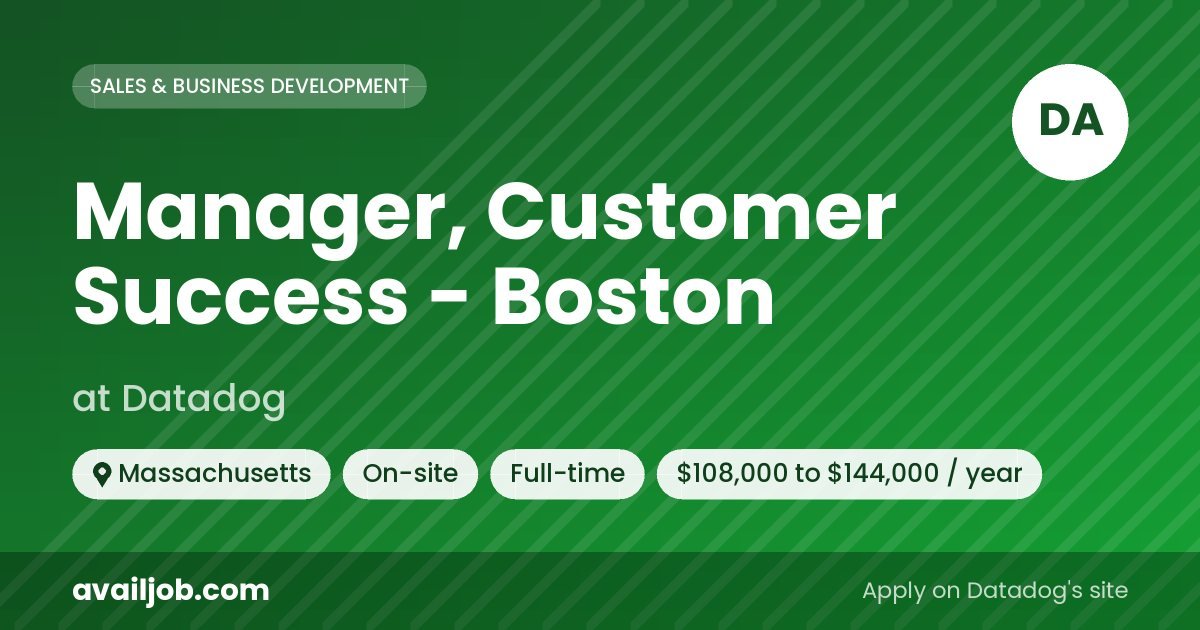 Manager, Customer Success - Boston job at Datadog in Massachusetts