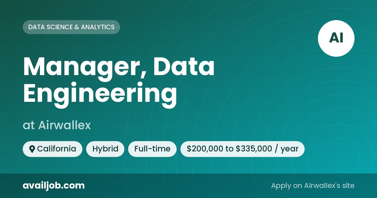 Manager, Data Engineering job at Airwallex in California