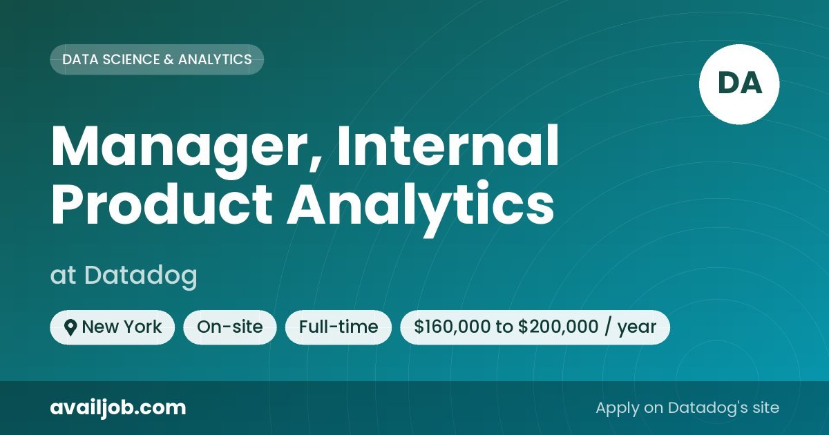 Manager, Internal Product Analytics job at Datadog in New York