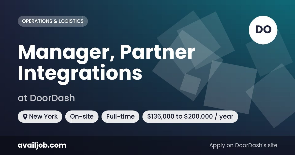 Manager, Partner Integrations job at DoorDash in New York
