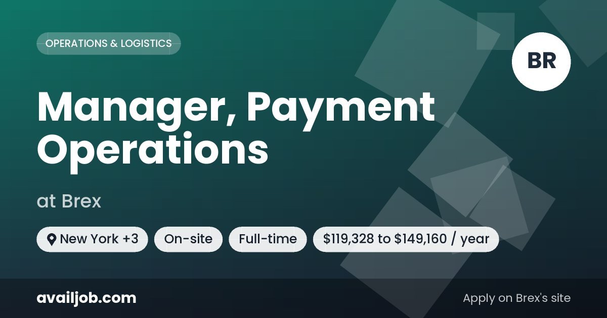 Manager, Payment Operations job at Brex in New York