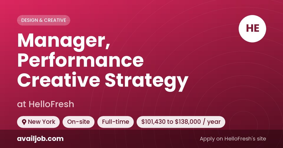 Manager, Performance Creative Strategy job at HelloFresh in New York
