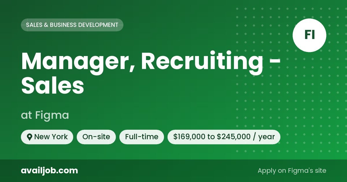 Manager, Recruiting - Sales job at Figma in New York