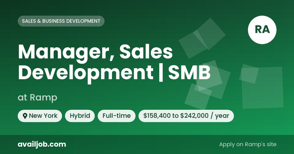 Manager, Sales Development | SMB job at Ramp in New York