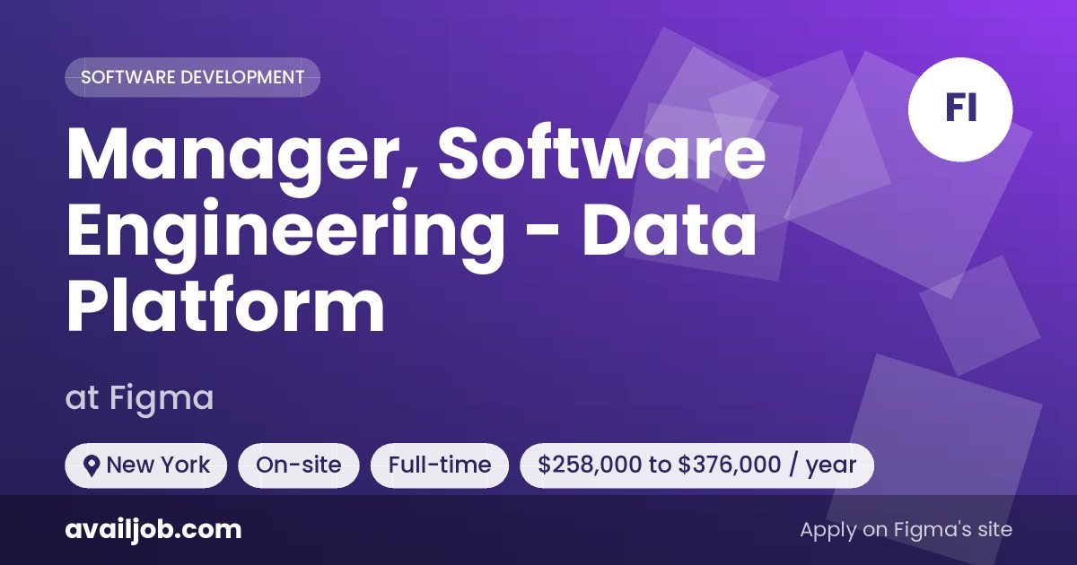 Manager, Software Engineering - Data Platform job at Figma in New York