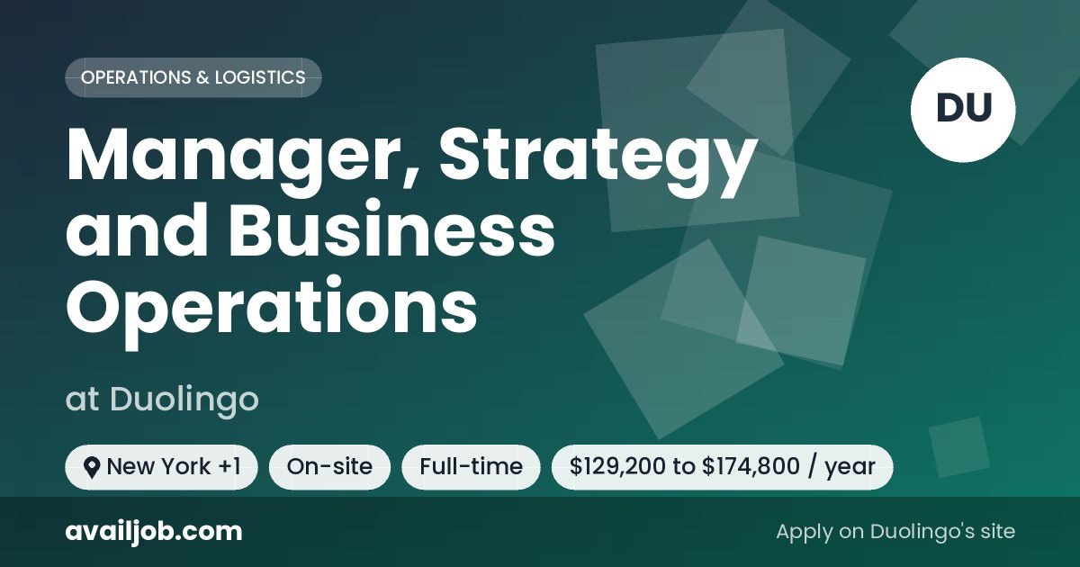 Manager, Strategy and Business Operations job at Duolingo in New York