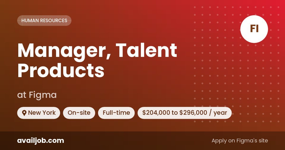Manager, Talent Products job at Figma in New York