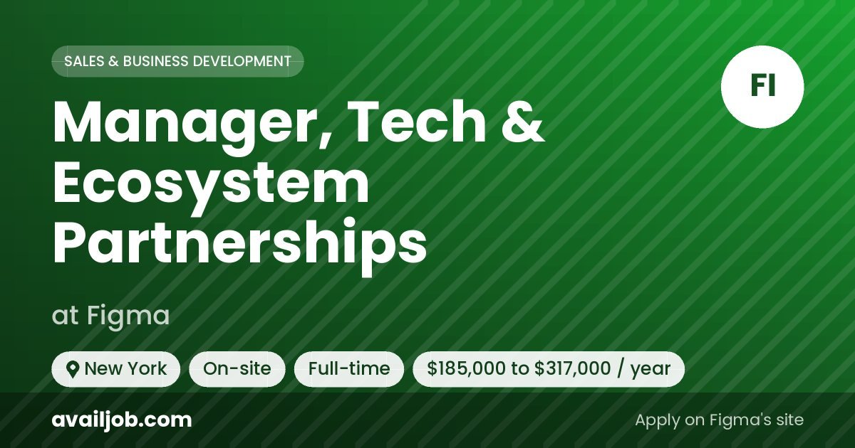 Manager, Tech & Ecosystem Partnerships job at Figma in New York