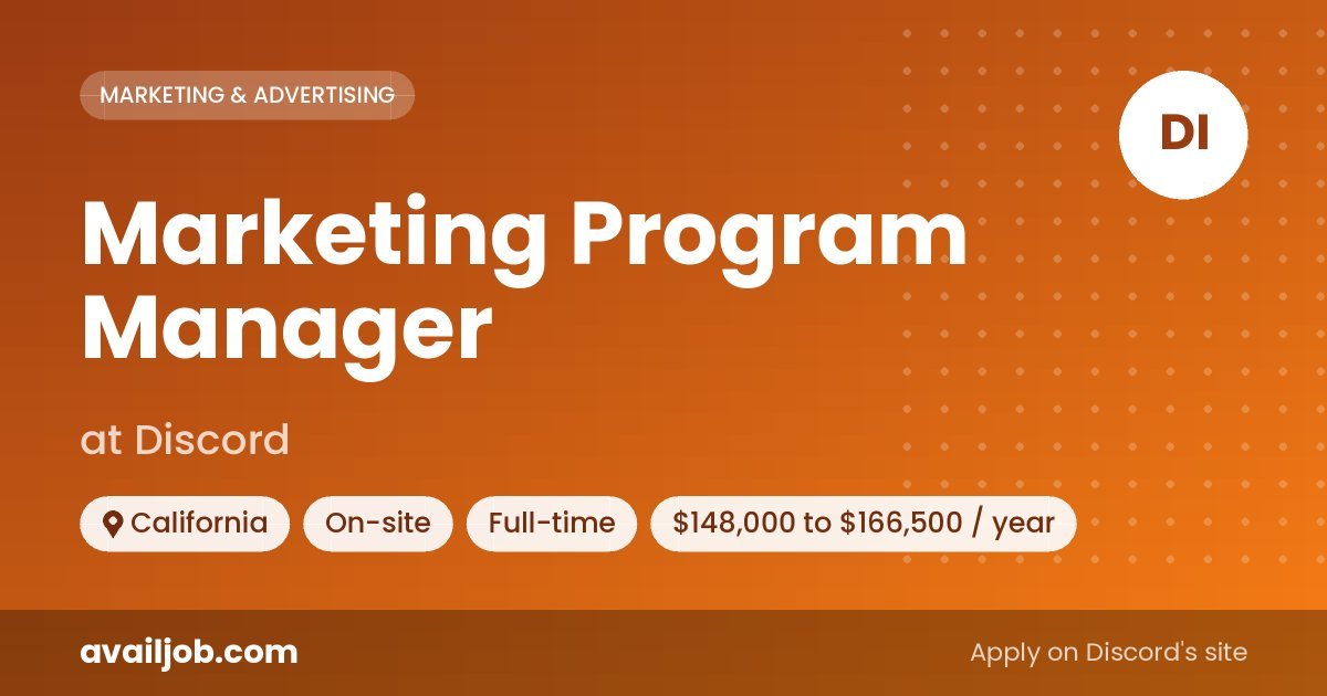 Marketing Program Manager job at Discord in California