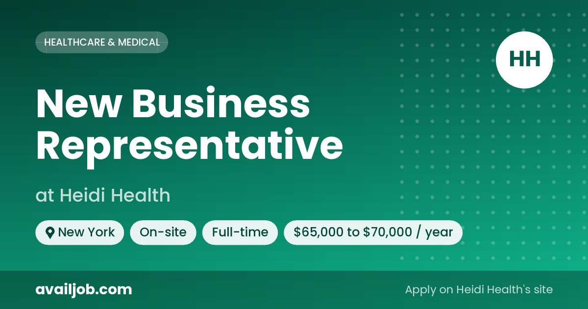 New Business Representative job at Heidi Health in New York