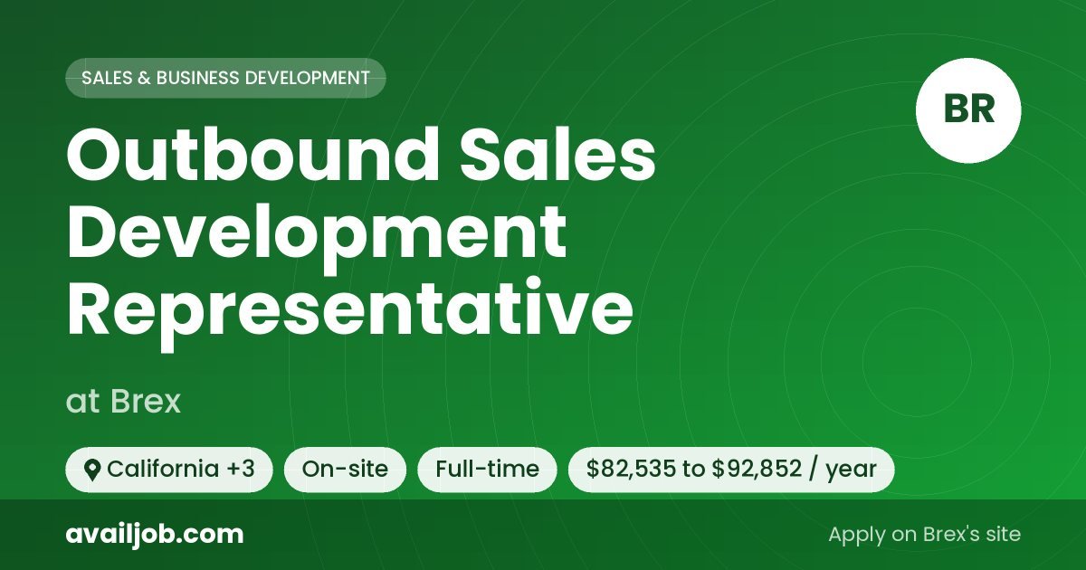 Outbound Sales Development Representative job at Brex in California