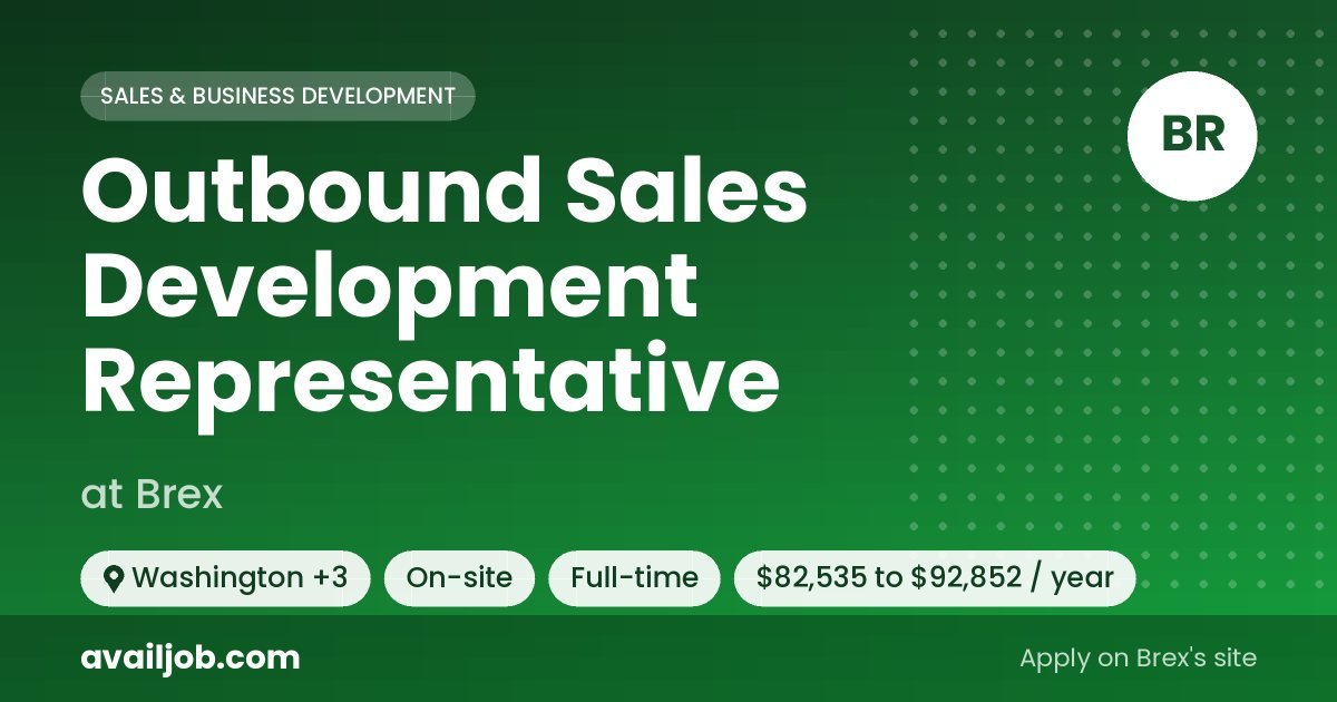 Outbound Sales Development Representative job at Brex in Washington