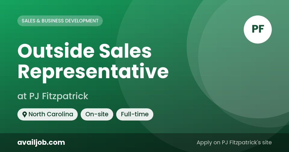 Outside Sales Representative job at PJ Fitzpatrick in North Carolina