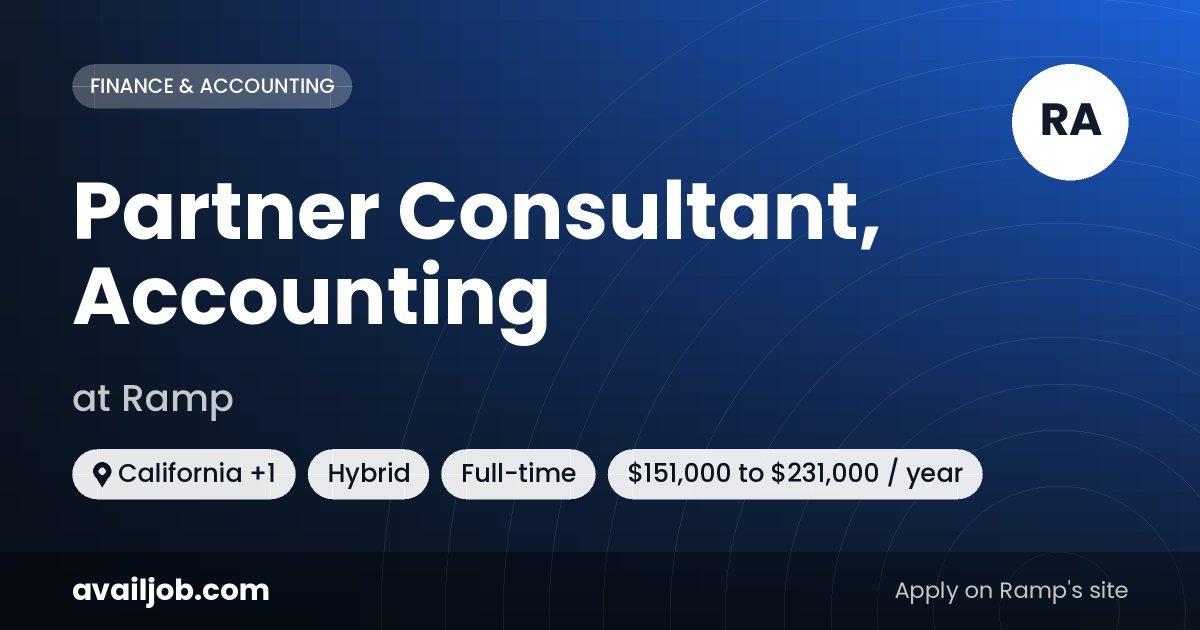 Partner Consultant, Accounting job at Ramp in California
