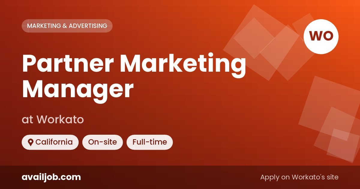 Partner Marketing Manager job at Workato in California