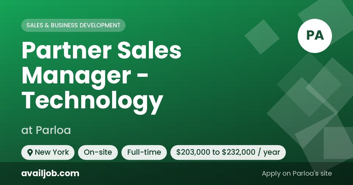 Partner Sales Manager - Technology job at Parloa in New York