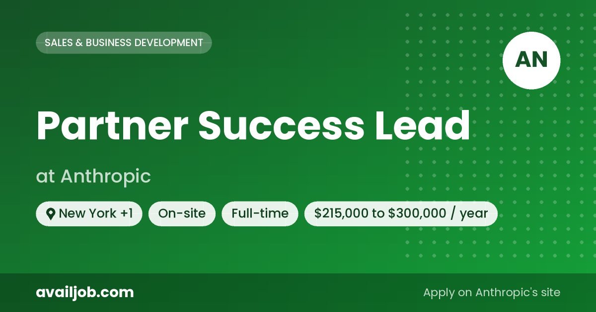 Partner Success Lead job at Anthropic in New York