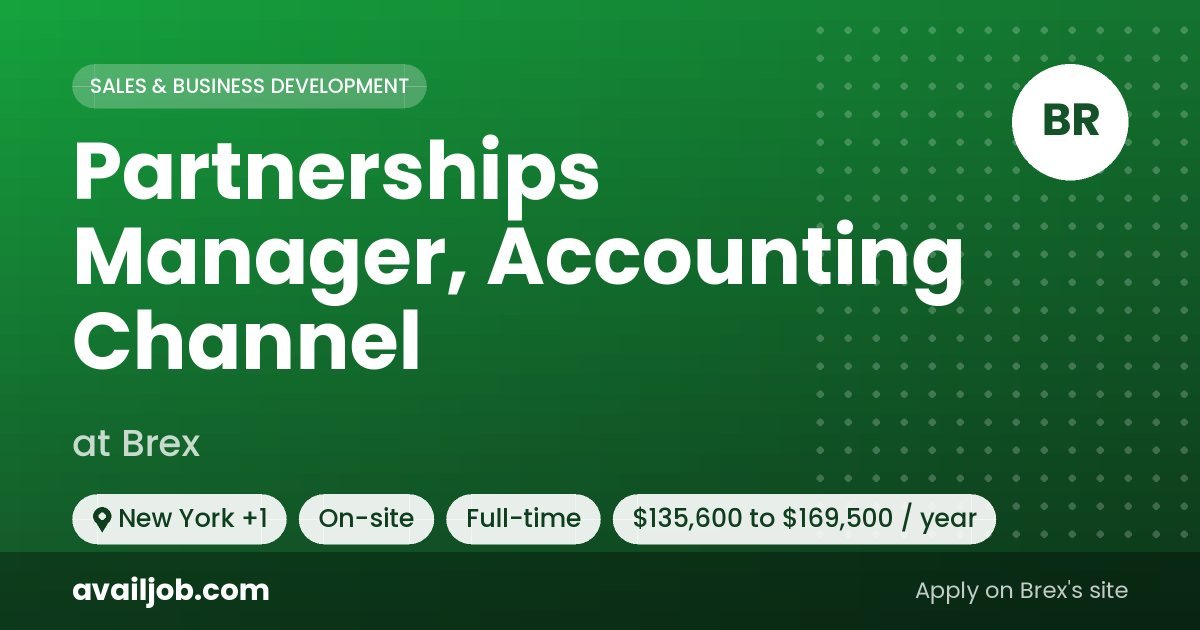 Partnerships Manager, Accounting Channel job at Brex in New York