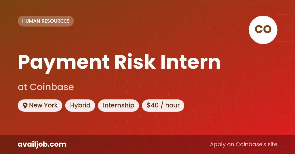 Payment Risk Intern job at Coinbase in New York