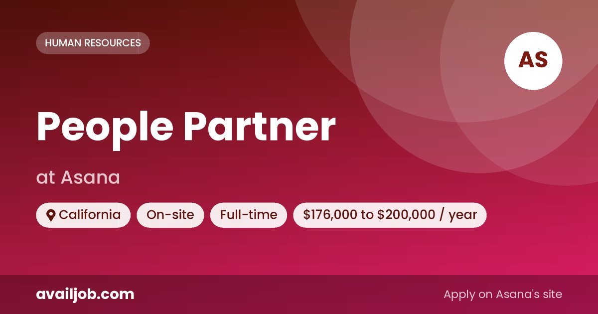 People Partner job at Asana in California