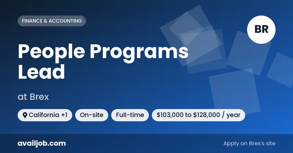 People Programs Lead job at Brex in California