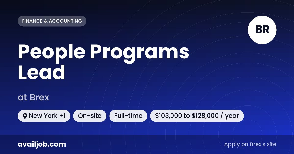 People Programs Lead job at Brex in New York