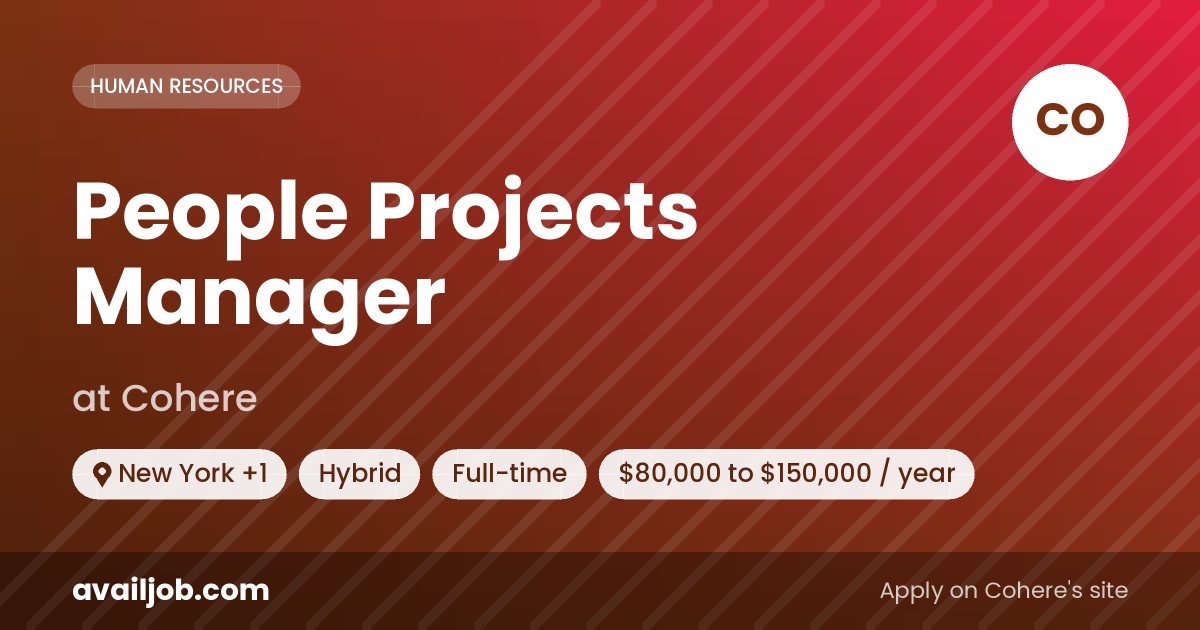 People Projects Manager job at Cohere in New York