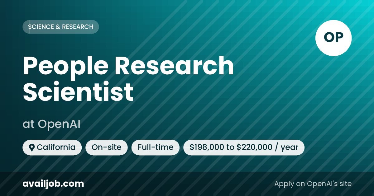 People Research Scientist job at OpenAI in California