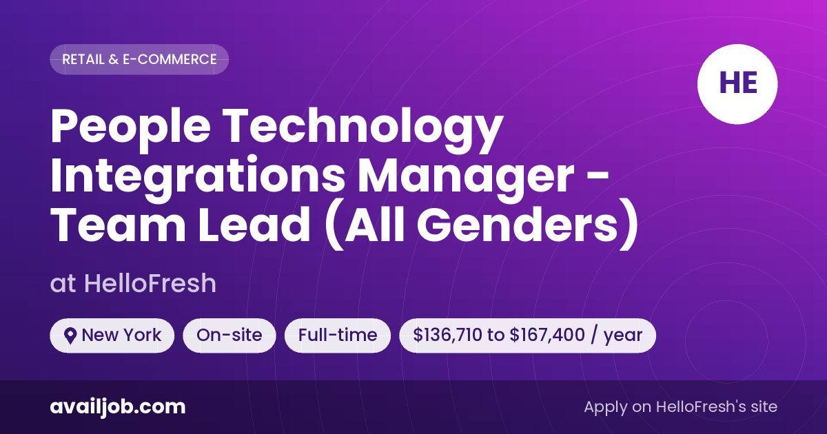 People Technology Integrations Manager - Team Lead (All Genders) job at HelloFresh in New York