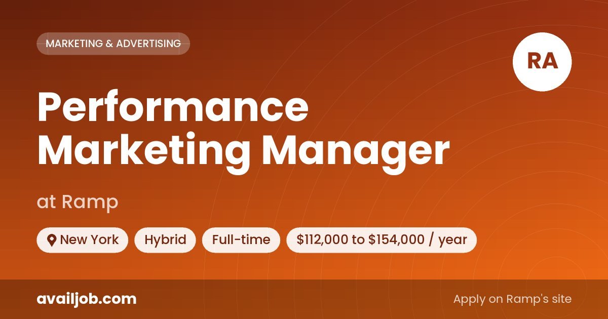 Performance Marketing Manager job at Ramp in New York