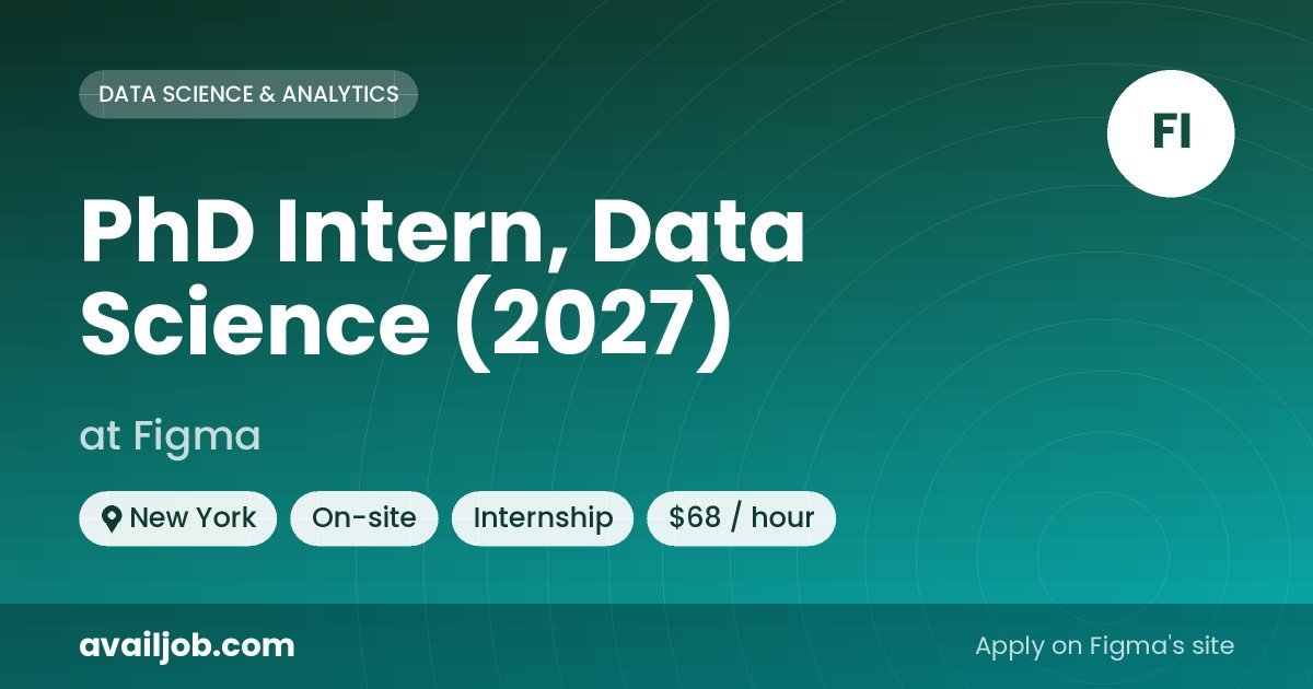 PhD Intern, Data Science (2027) job at Figma in New York