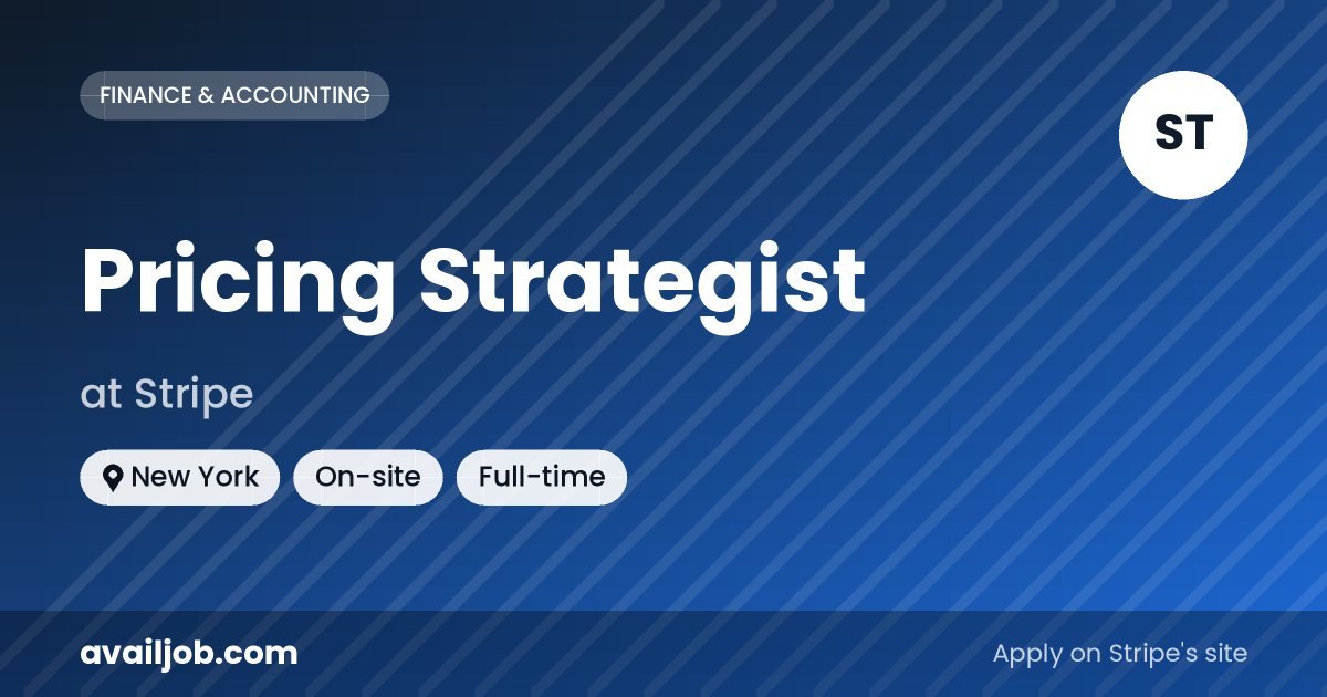 Pricing Strategist job at Stripe in New York