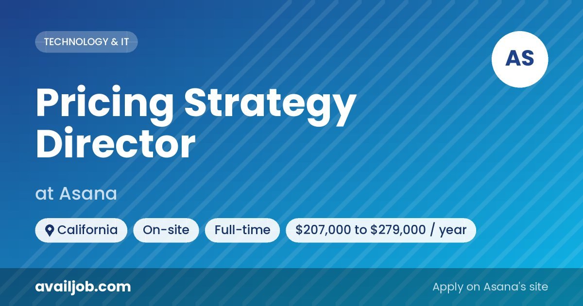 Pricing Strategy Director job at Asana in California