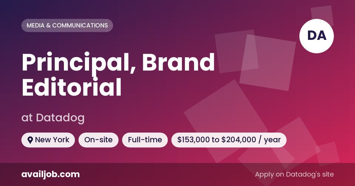 Principal, Brand Editorial job at Datadog in New York