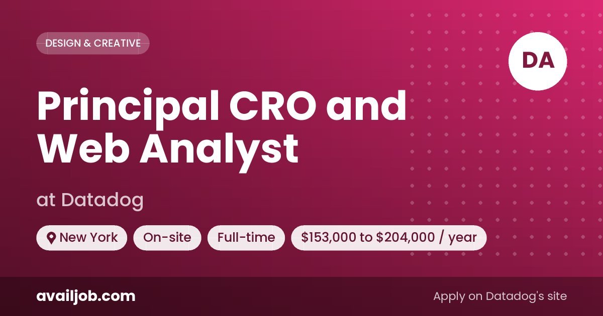 Principal CRO and Web Analyst job at Datadog in New York