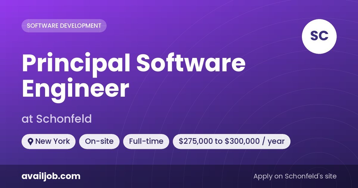 Principal Software Engineer job at Schonfeld in New York