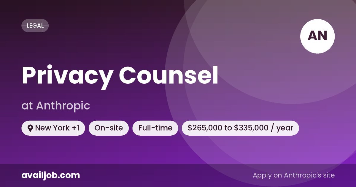 Privacy Counsel job at Anthropic in New York