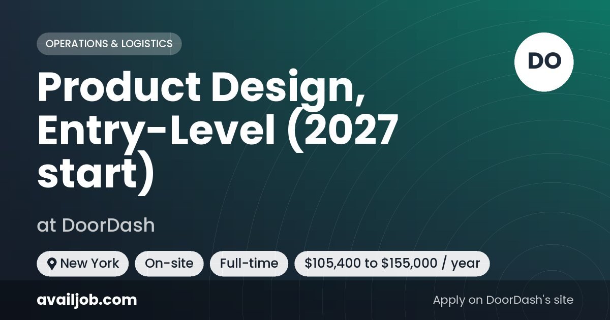 Product Design, Entry-Level (2027 start) job at DoorDash in New York