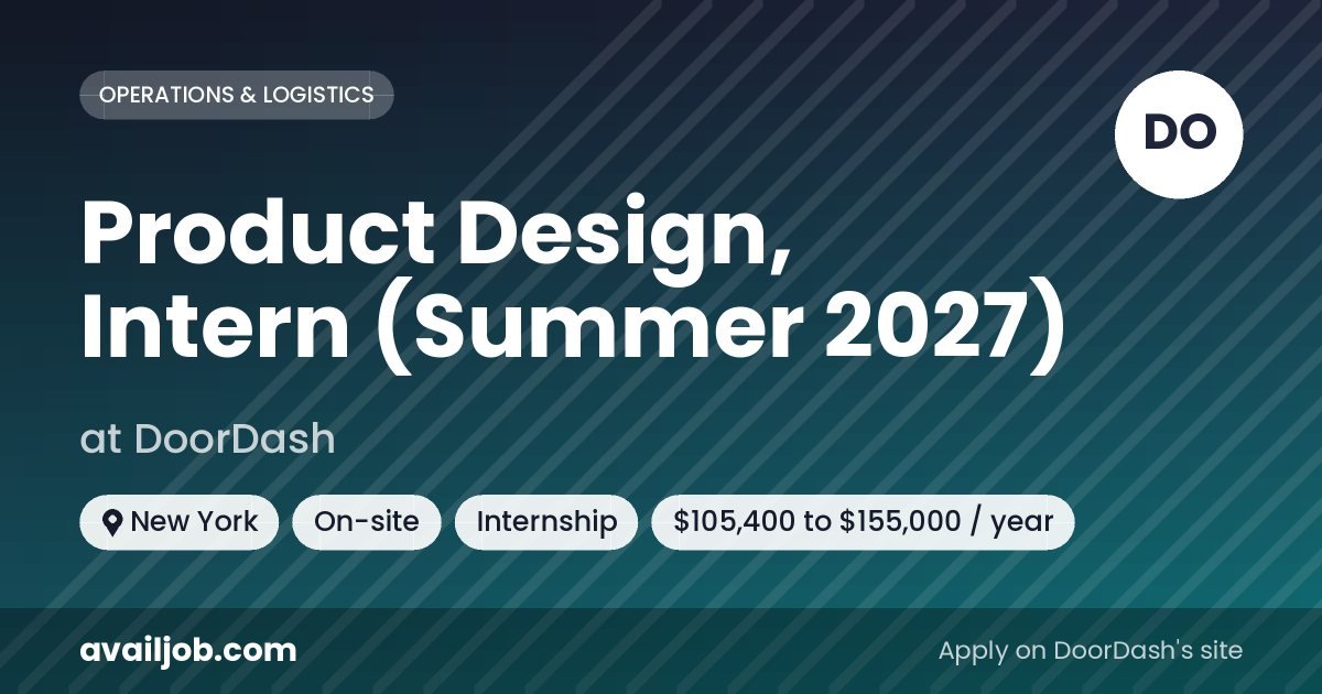 Product Design, Intern (Summer 2027) job at DoorDash in New York