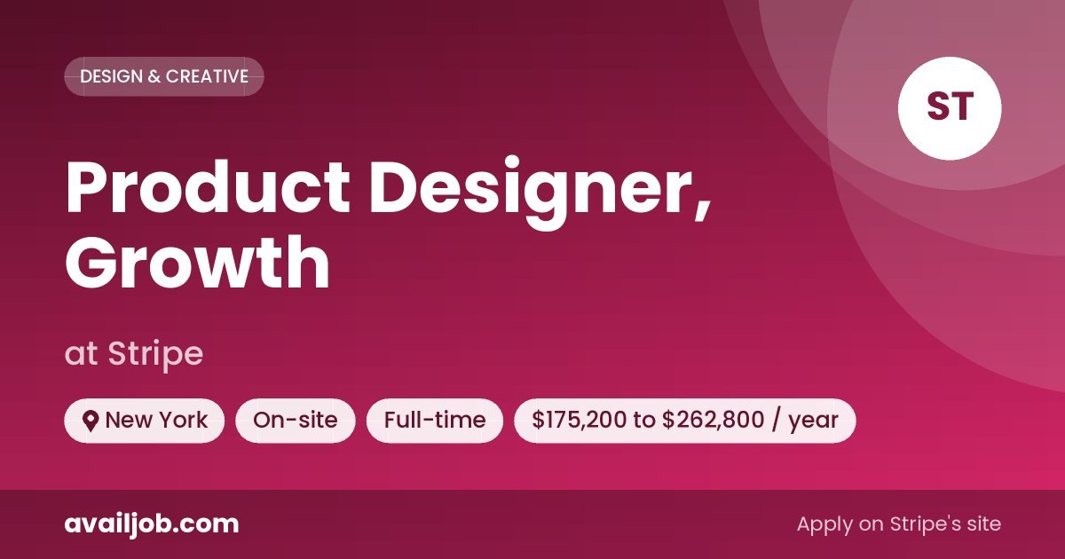 Product Designer, Growth job at Stripe in New York