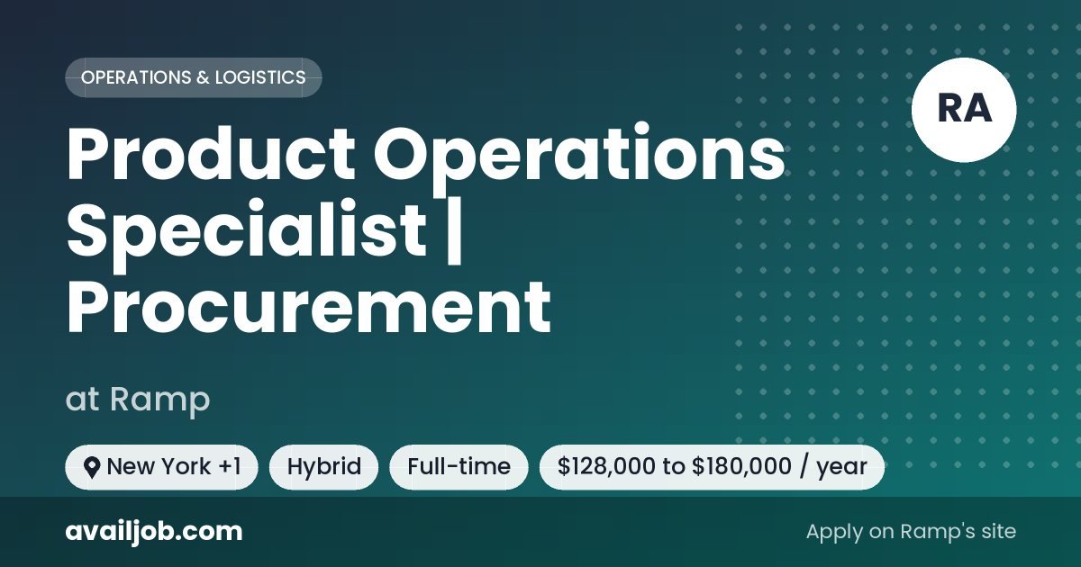 Product Operations Specialist | Procurement job at Ramp in New York