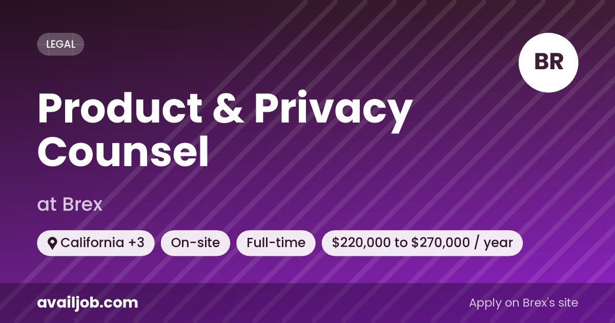 Product & Privacy Counsel job at Brex in California