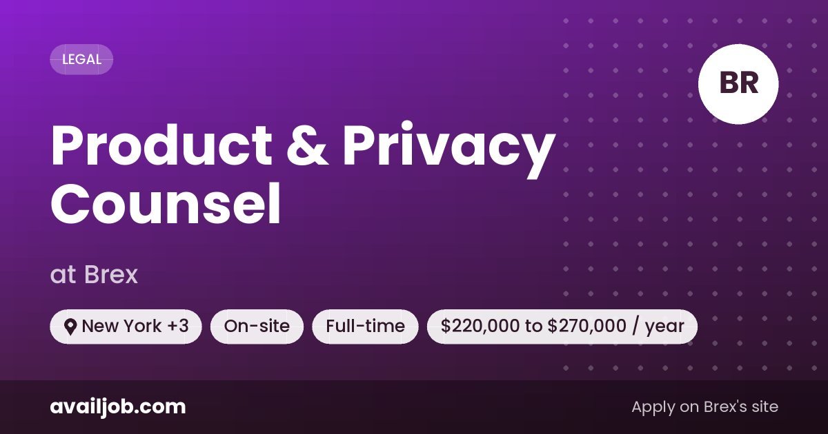 Product & Privacy Counsel job at Brex in New York
