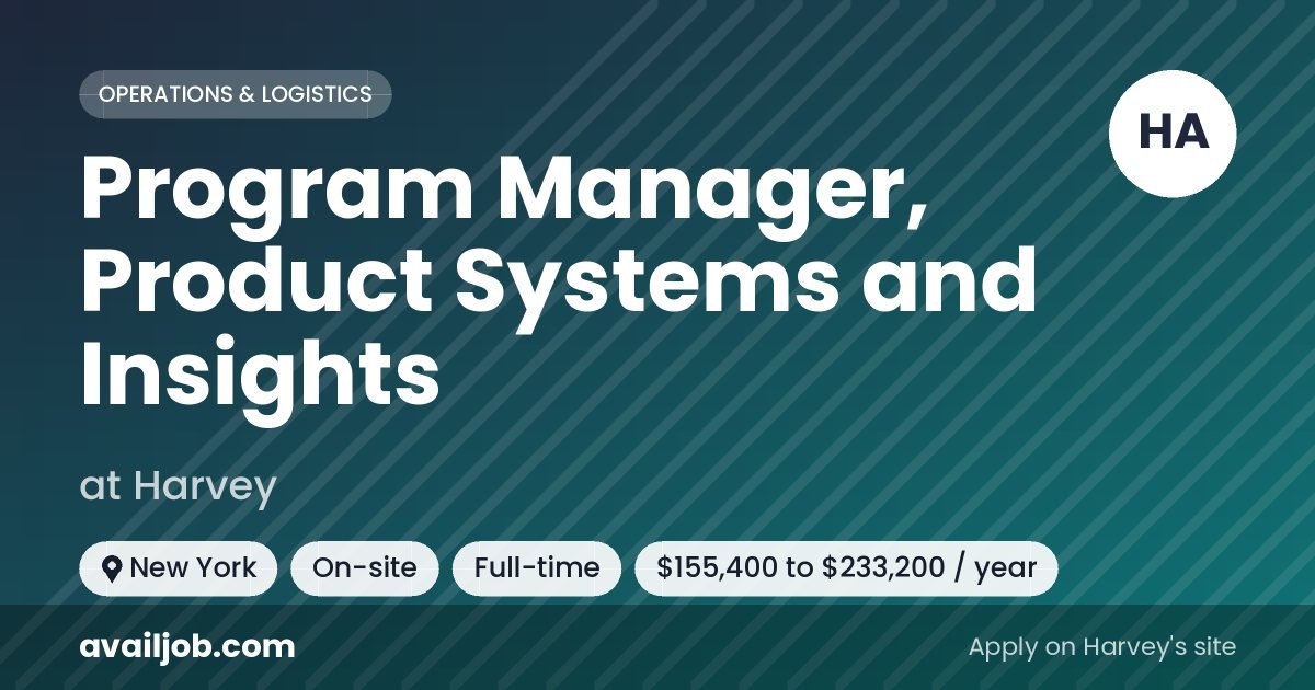 Program Manager, Product Systems and Insights job at Harvey in New York