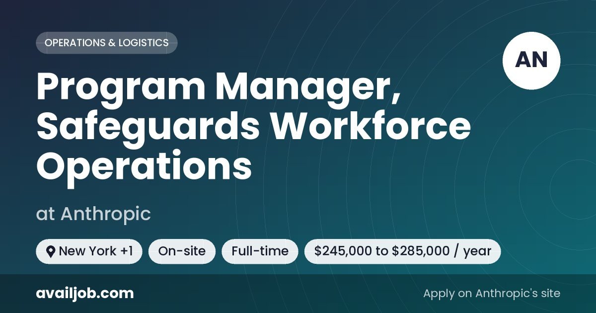 Program Manager, Safeguards Workforce Operations job at Anthropic in New York