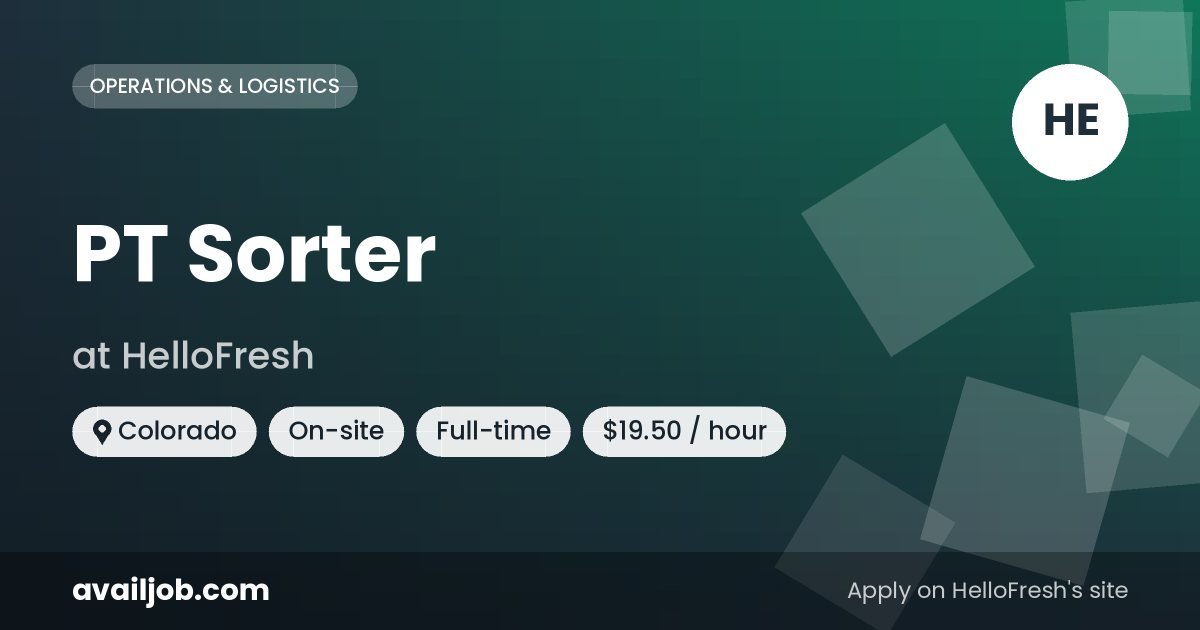 PT Sorter job at HelloFresh in Colorado