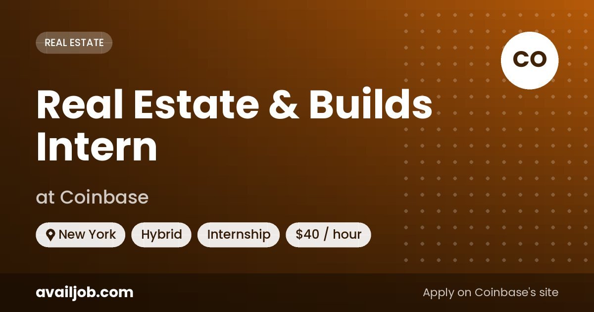 Real Estate & Builds Intern job at Coinbase in New York